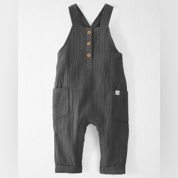 Baby Organic Cotton Gauze Overalls in Dark Gray size 24 months NWT - Picture 1 of 5